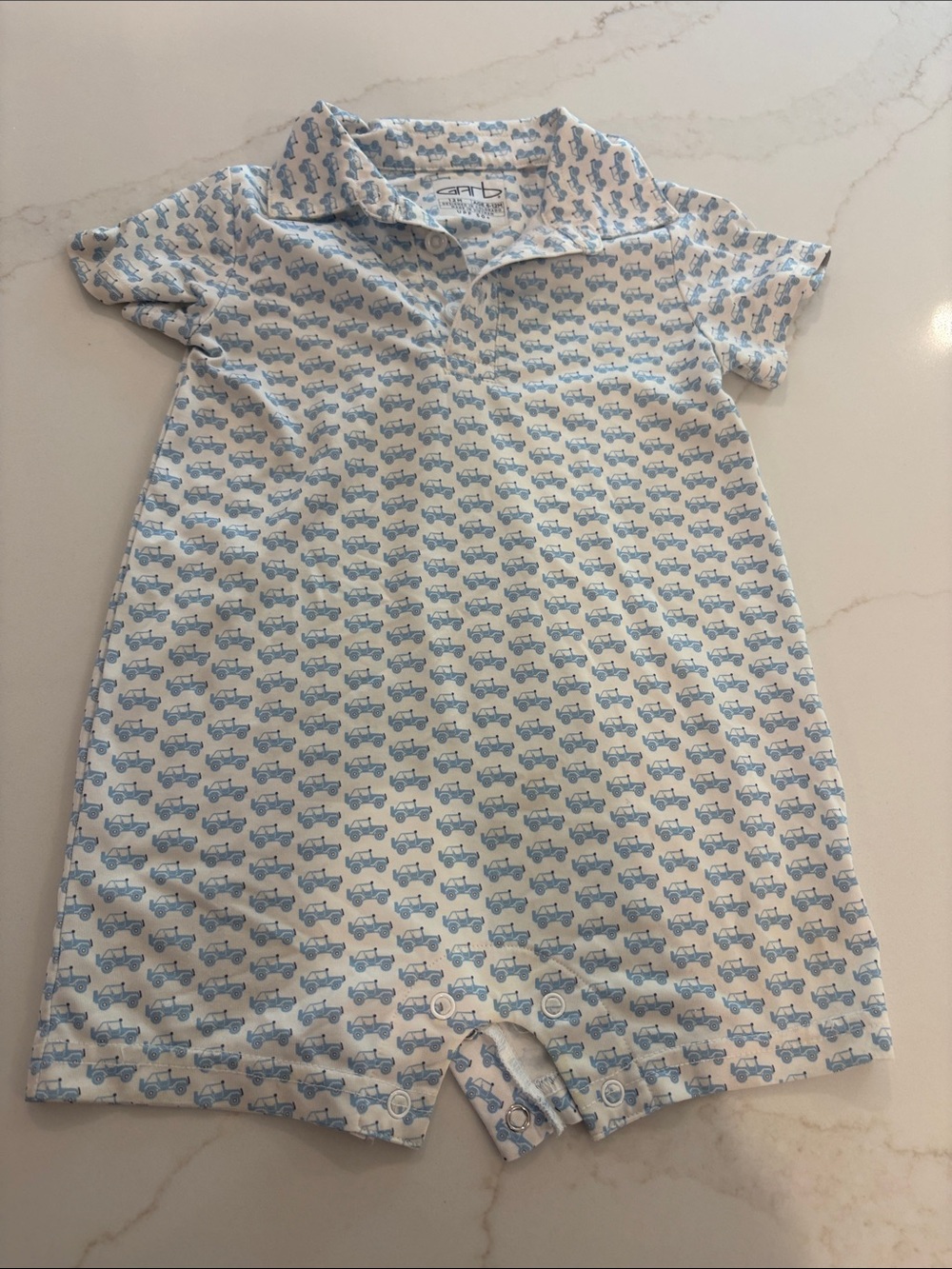 Baby Blue Car-Print One-Piece Bodysuit